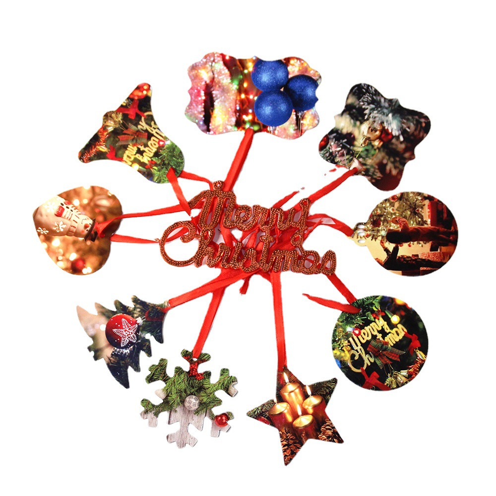 Heat transfer metal Christmas tree ornaments multi-shaped aluminum plate tags heat sublimation aluminum sheet Christmas decoration tags DIY