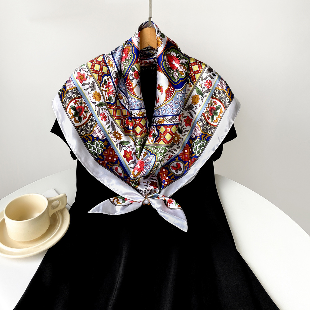 100g Weight Silk Scarf Classification Holiday, Daily Occasion Polyester Material Geometric Pattern Spring&Summer Season Women's Gender Elegant, Vintage Style Style Women's Elegant Vintage Style Geometric Polyester Silk Scarf 15
