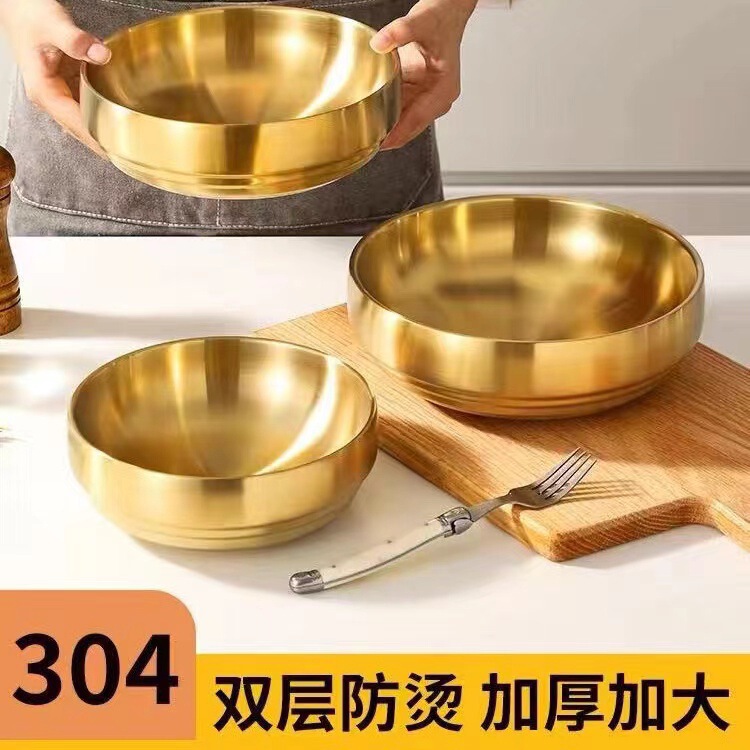 304 Korean Stainless Steel Double-Layer Bowl Anti-Scalding Bibimbap Ramen Spicy Hot Snail Noodles Instant Noodle Bowl Cold Noodle Bowl Canteen 304 Korean Stainless Steel Double-Layer Bowl Anti-Scalding Bibimbap Ramen Spicy Hot Snail Noodles Instant Noodle Bowl Cold Noodle Bowl Canteen