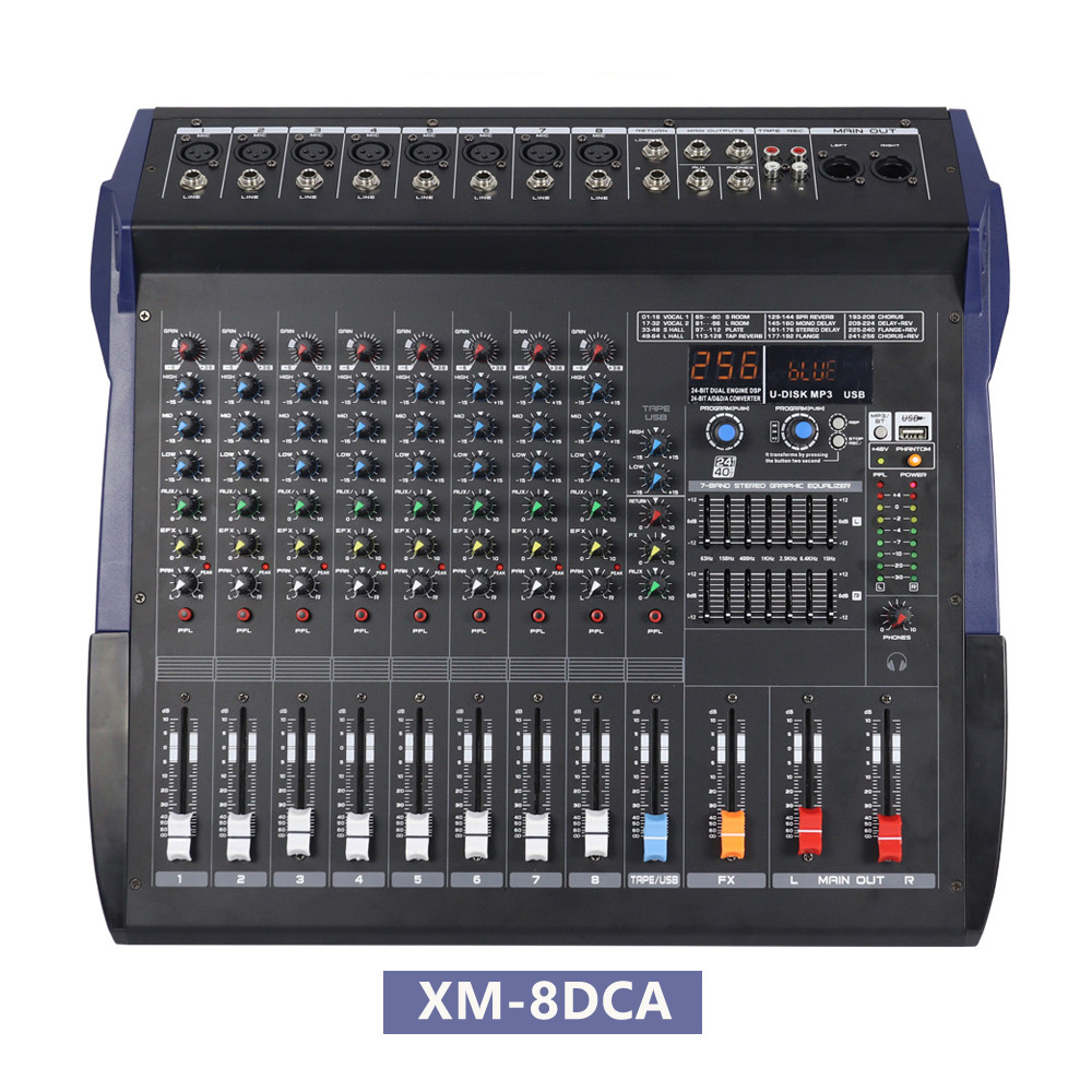 (2개) XM-6DCA 6/8/12 전문 믹서 전원 증폭기 USB 블루투스 균형 홈 멀티미디어 KTV 단계