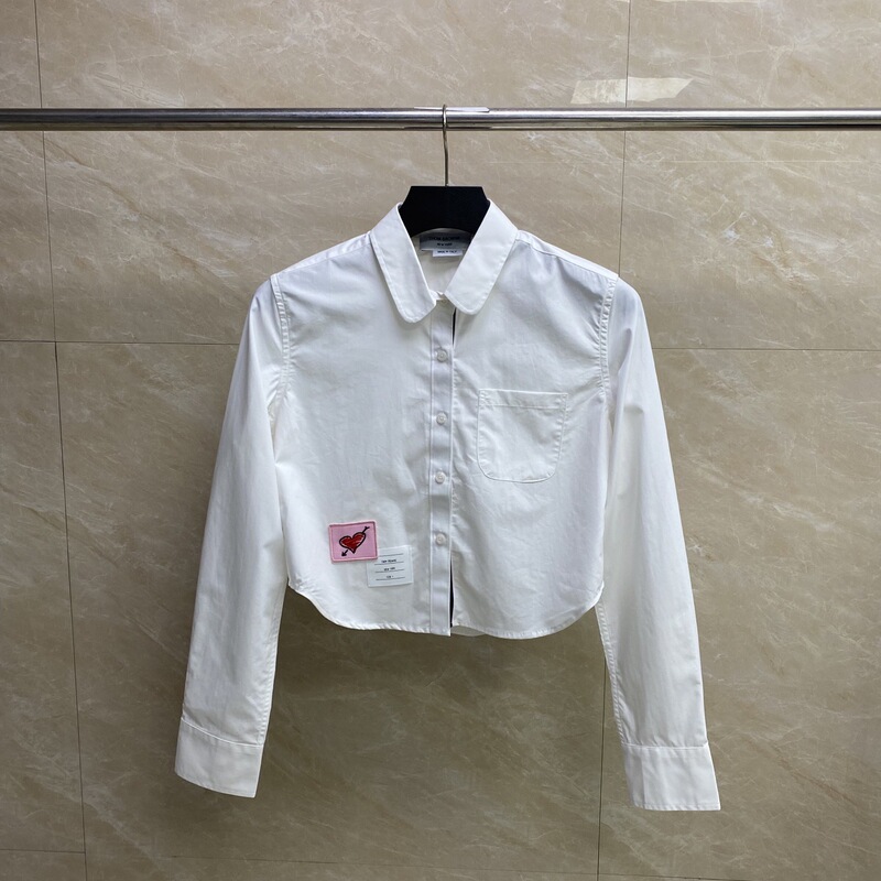 Tb Factory Direct Sales New Spring and Summer Qixi Limited Edition Short Poplin Women's Shirt with Internal Webbing and Exposed Navel, Casual and Versatile