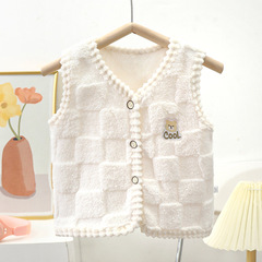 New children's padded vest for boys, warm backless top, soft innerwear for autumn and winter, also suitable for girls as a cardigan-style outer vest.