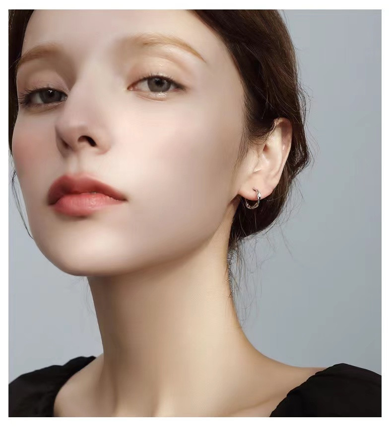 Solid Color Pattern Unisex Gender 1 Pair 925 Sterling Silver Solid Color Earrings
