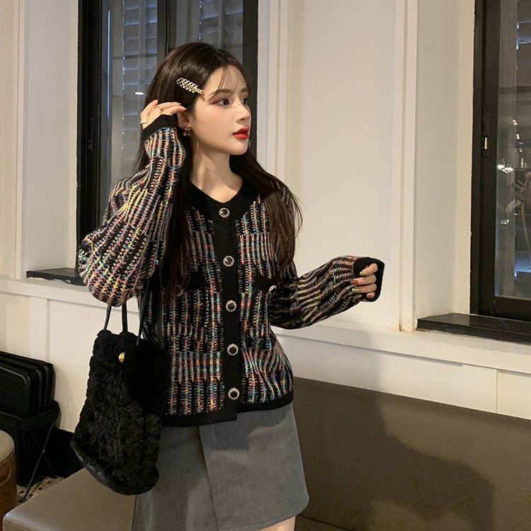 2023 Autunno Nuovo Moda Eleganza Cappotto Donna Stile Lazy Piccolo Girocollo Maglia Top_voghion.com