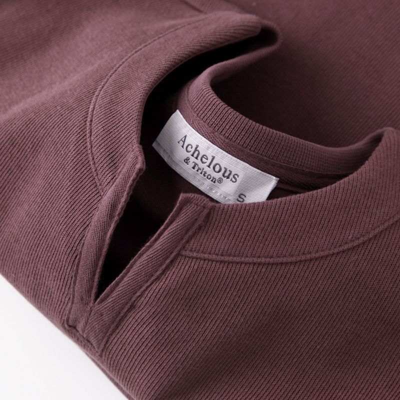 Extra Large Size 150kg American Retro V Neck Long-Sleeved Henry Collar Sweatshirt for Men in Spring & Fall, Simple and Versatile Loose Bottoming Shirt