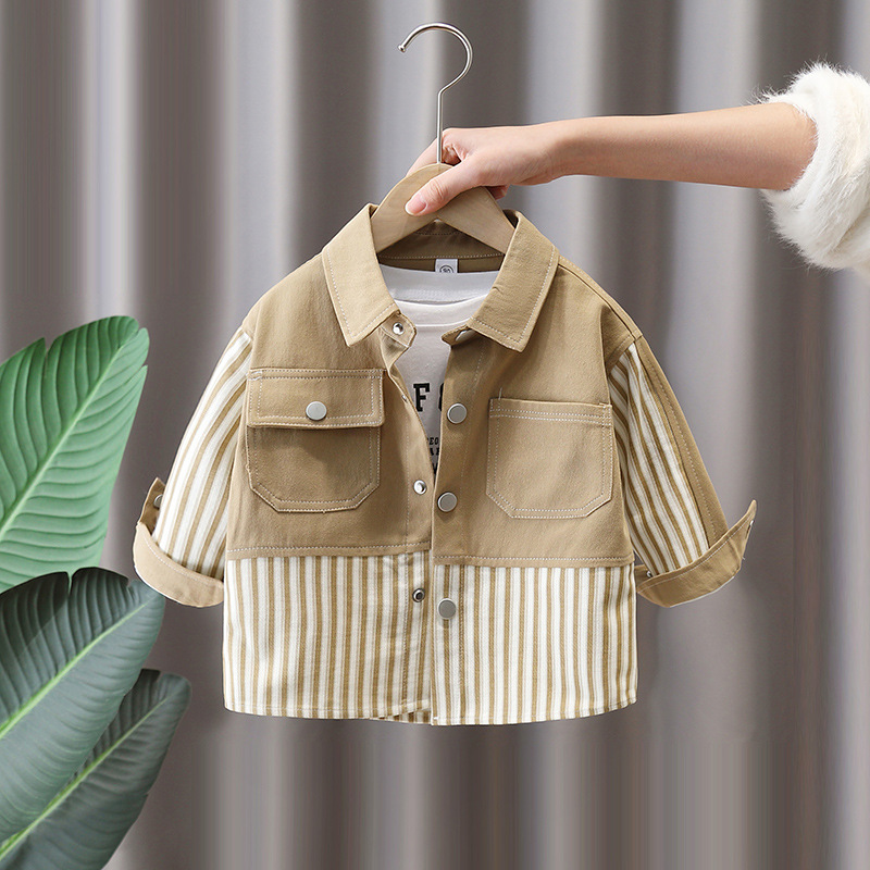 7631 Chaqueta de primavera para niños Chaquetas de costura de moda para niños guapos 2025 nueva primavera y otoño top callejero frito