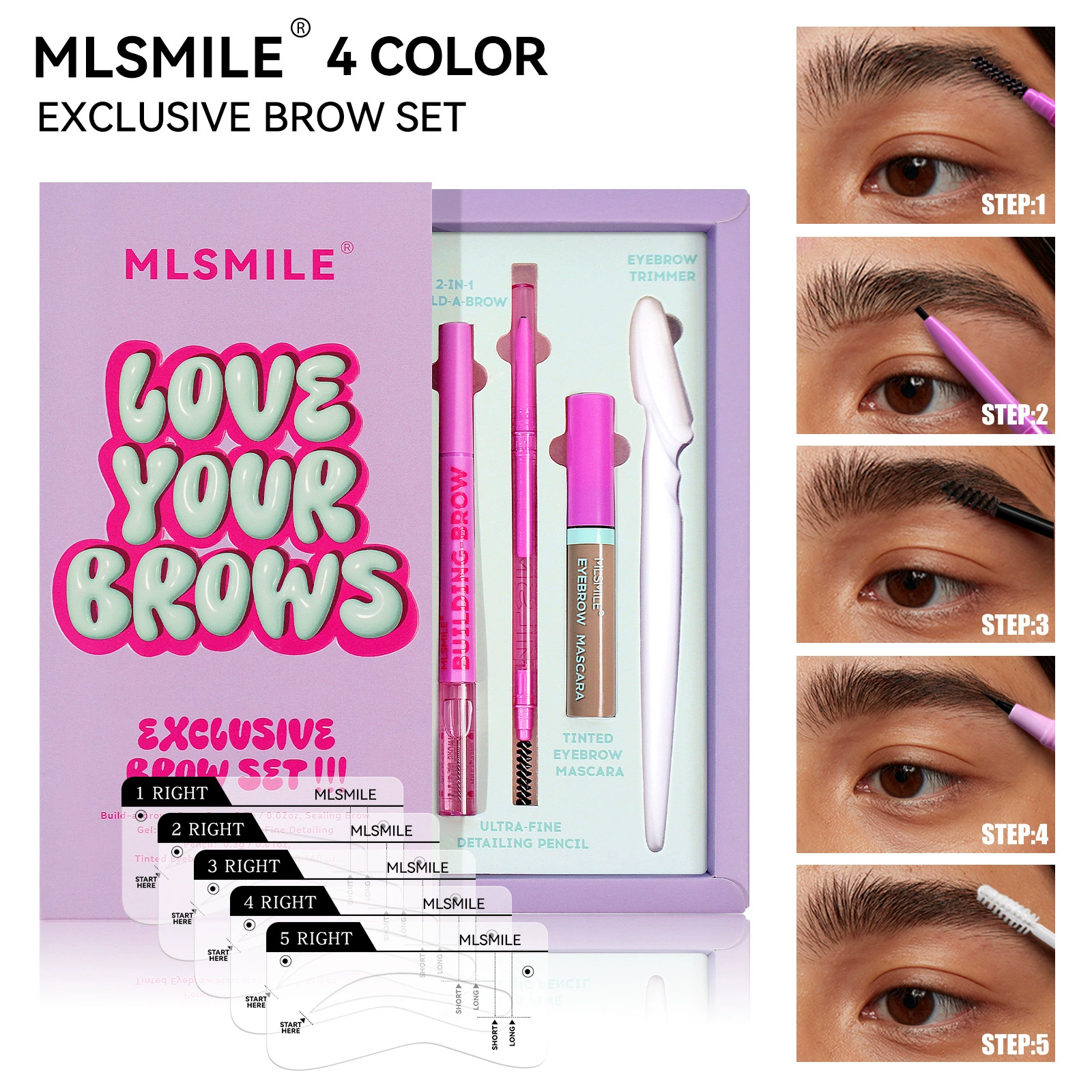 Набор MLSMILE, двухсторонний карандаш для бровей, (跨境交易), 2 в 1, укладка