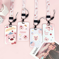 Campus slide bear card holder student name badge school card embossed card holder cute unisex ID card holder protective cover