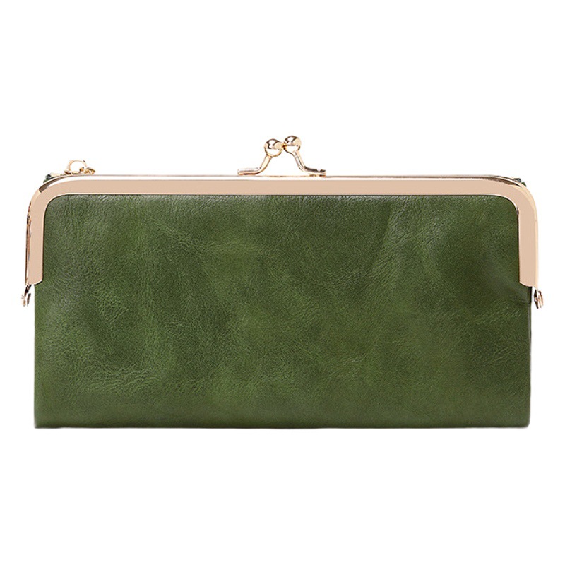 Retro Multi-functional Folding Clip Long Coin Purse 2024 New Portable All-match Multi-card Women's Mobile Phone Bag