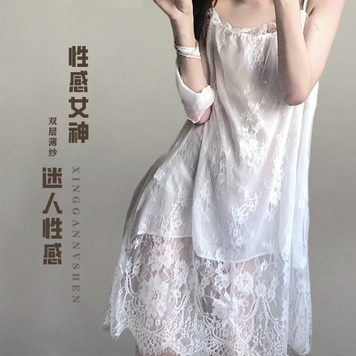 Sleepwear Pure Desire Goddess Home Robe Front Opening No Unbuttoning Seductive Lace Extremely Soft Chiffon Women's Dress Underwear