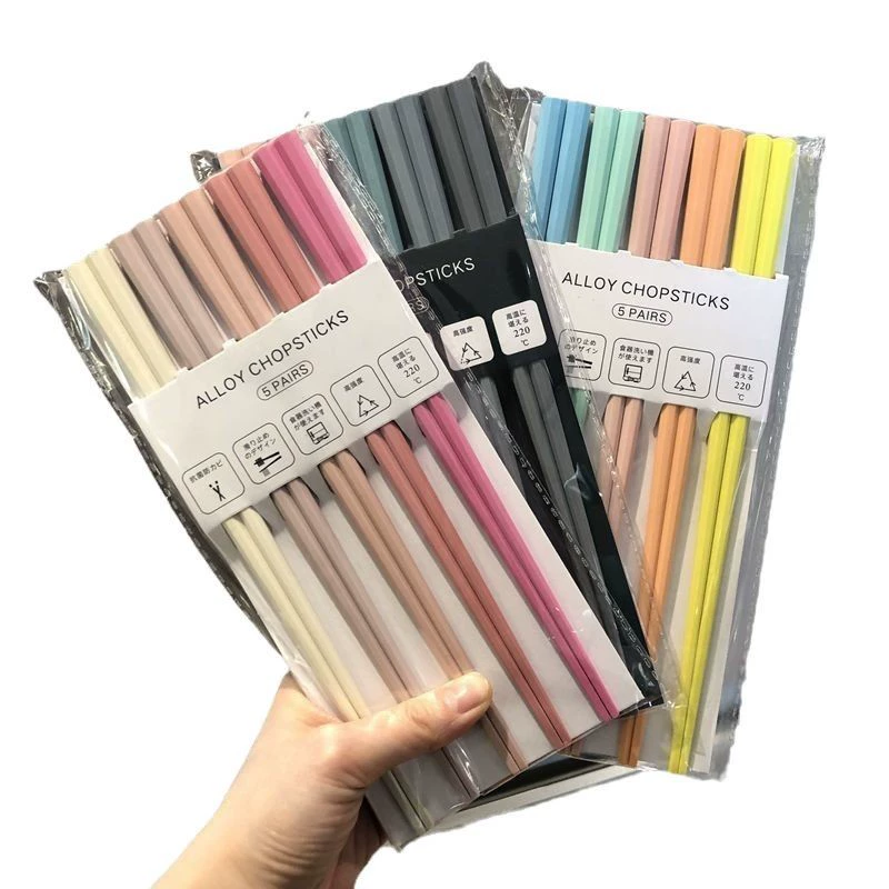 Высокоценные цветные палочки для домашнего использования, по одной палочке на человека, розовый макарон, стойкие к высоким температурам, противогрибковые сплавные антибактериальные столовые принадлежности