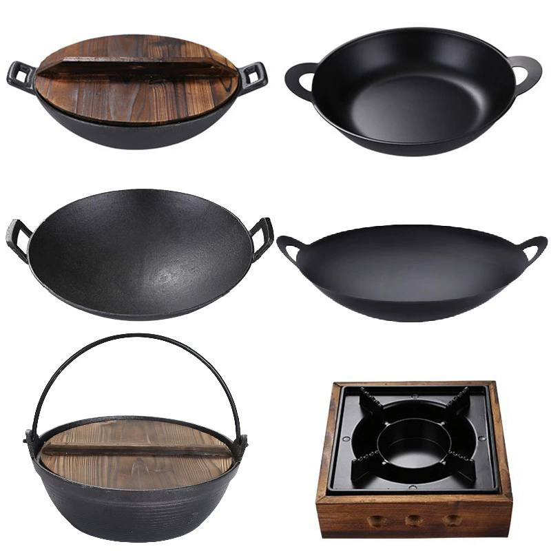 Утолщенная чугунная сухая кастрюля, бытовая спиртовая плита, маленькая кастрюля, старомодная кастрюля для тушения, японская чугунная кастрюля, коммерческая сухая посуда для стола