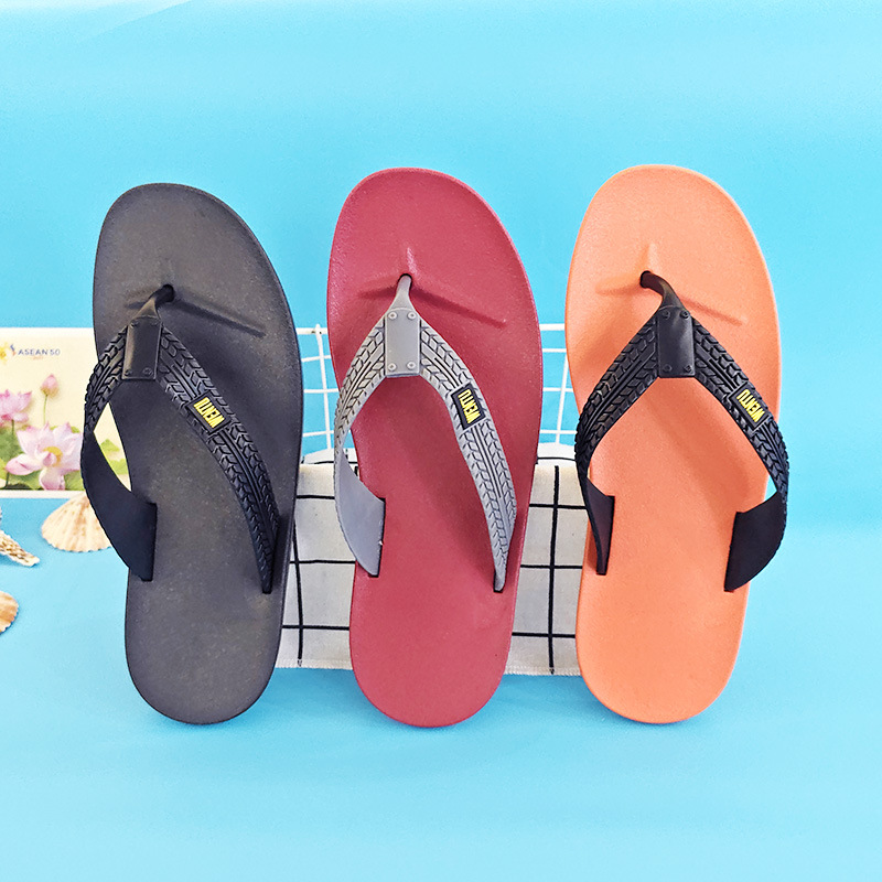 Wentu Men's Breathable Non-slip Soft Bottom Fashionable Durable Flip-flops Cyber Popular Simple Summer Solid Beach Slippers