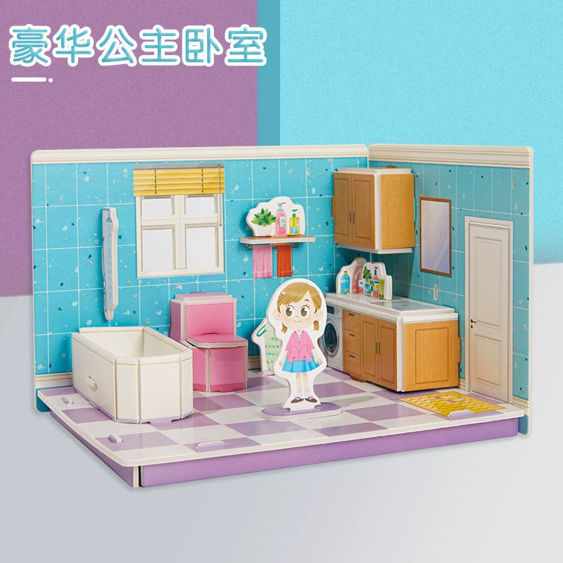 Three dimensional brainteaser, toy, house, interactive constructor, DIY, in 3d format, family style, Birthday gift