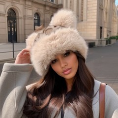 レトロなヒョウ柄のクマ耳ぬいぐるみモンゴル帽子、ファッショナブルで多用途な秋冬模造毛皮の厚く暖かい耳保護帽子