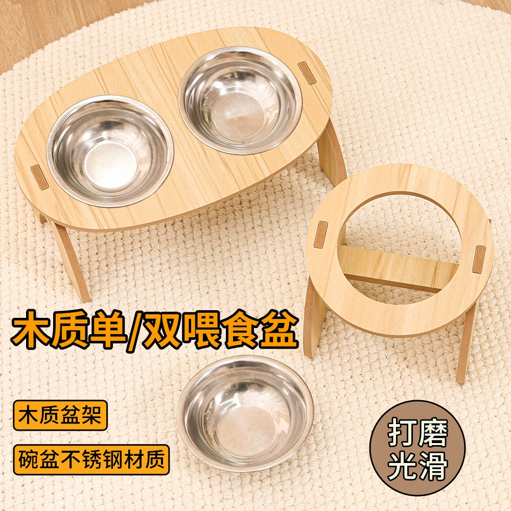 Деревянные горшки для кошек Двойная миска для кошек и кошек