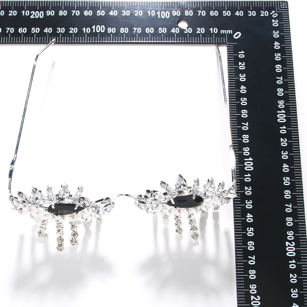 Nuevo divertido rhinestone borla gafas marco moda diablo ojo gafas marco accesorios gafas marco