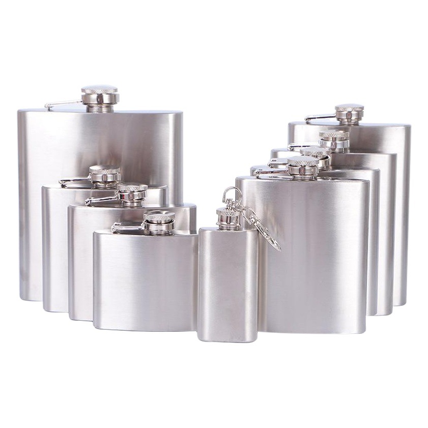 Factory direct 7 oz stainless steel hip flask set anti-fall wear-resistant portable liquor bottle gift embossed logo