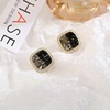 Retro black crystal, square zirconium, universal earrings, French retro style, simple and elegant design