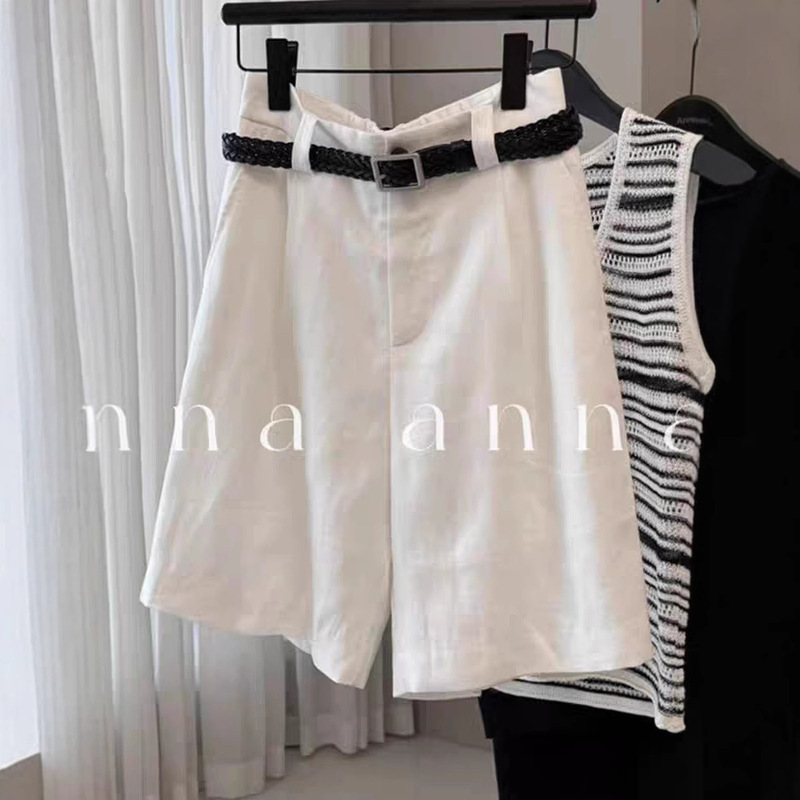 Highly Recommended! Old Money Style Tencel Linen White Five-Point Shorts 2025 Summer Comfortable Breathable Casual Shorts