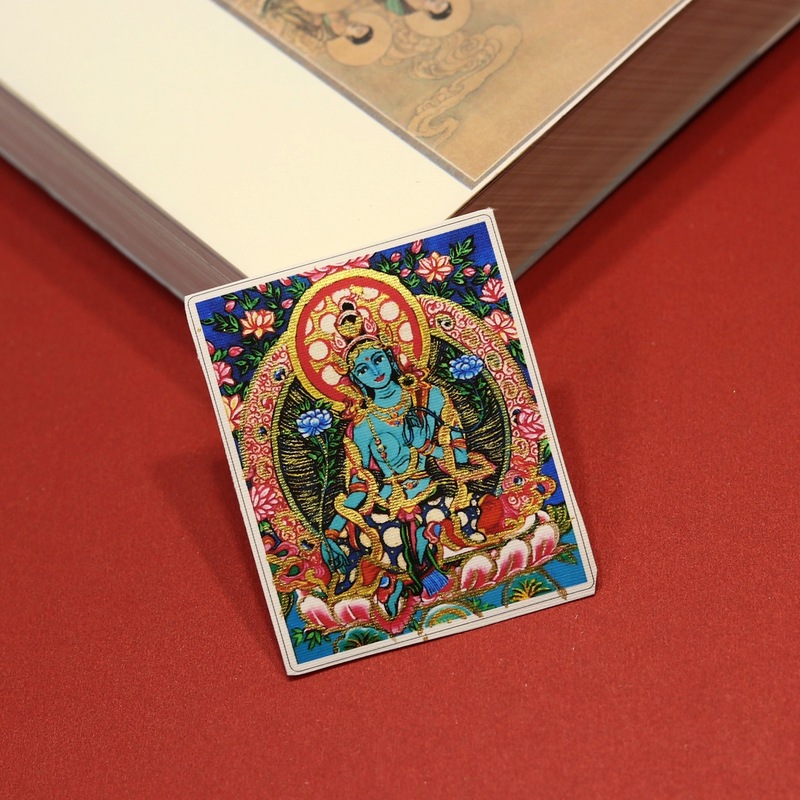 手描きの金のチベットタンカ絵画コアハート前世と現在のザキラムグリーンタラとマラパラ卸売|undefined