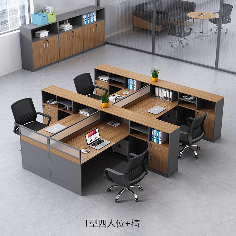 Office Furniture Screen Desk with High Cabinet Teacher Staff Office Computer Desk and Chair Combination Financial Desk Card Holder