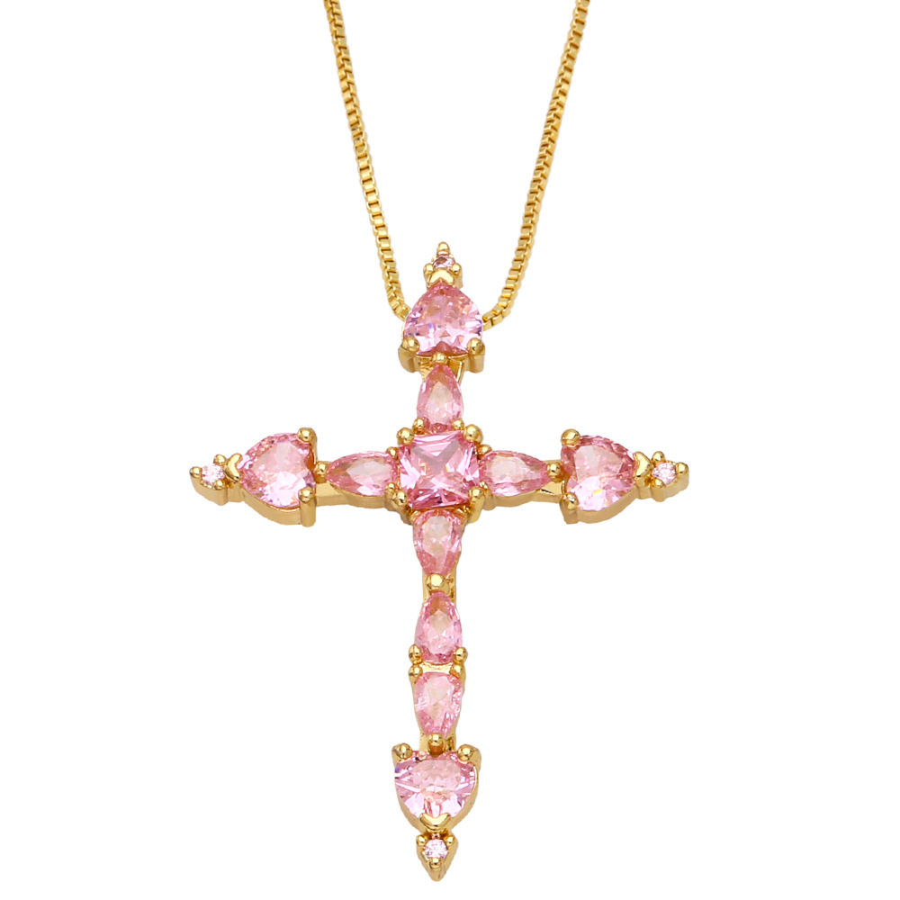 Fashion Copper Cross Necklace Zircon Copper Necklaces