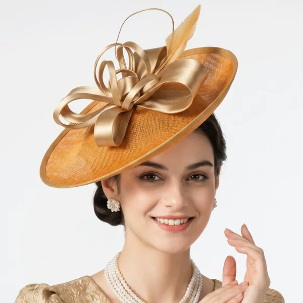 European-Style Amazon Cross-Border Handmade Straw Hat with Large Brim, Sun Hat for Spring and Summer, Straw Western-Style Banquet Hat