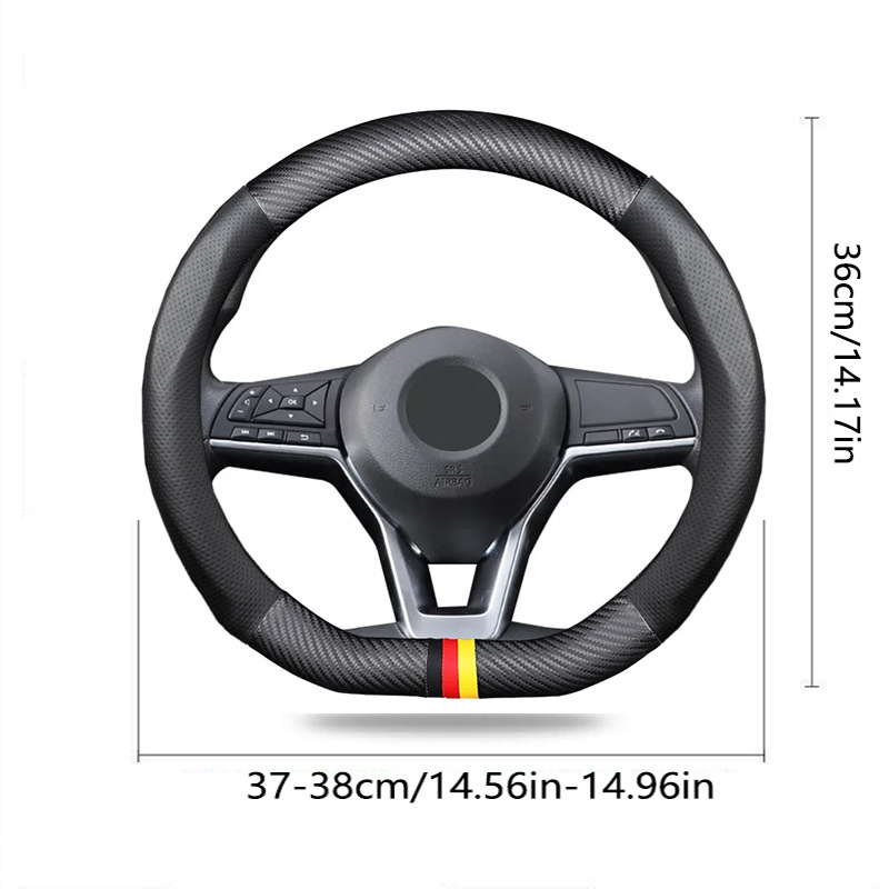 Cross-border car matte carbon fiber pattern steering wheel cover four seasons universal non-slip wear-resistant hand-sewn sweat-absorbent inner jewelry