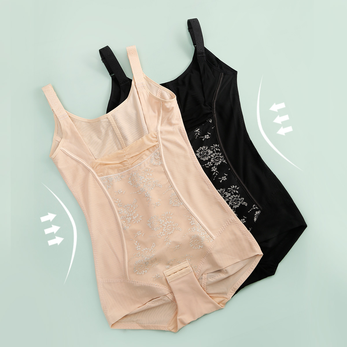 Gold Lace Beauty Back Shapewear Buckle Style Tummy Control Waist Lift Butt Lift Tummy Control Body Shaping One-Piece Shapewear Dropshipping