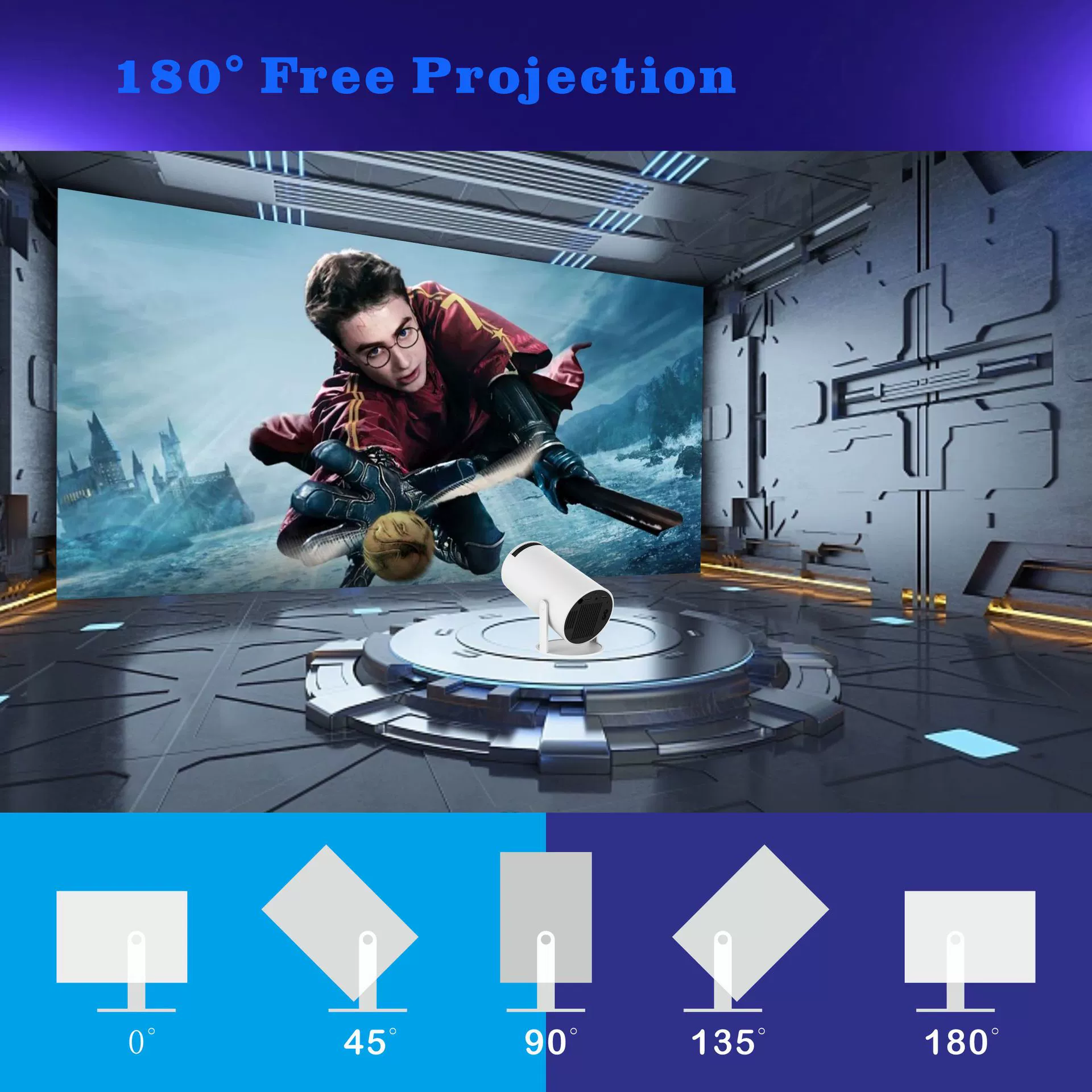 Популярная модель HY300 ультра‑высокая четкость 4K умный домашний проектор для проекции на стену, двухдиапазонный Wi‑Fi6 + BT5.0