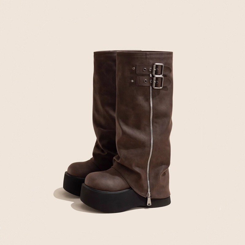 Hong Kong Sweet Cool High Tube Boots for Women 2025 Autumn New Style over the Knee Small Thick Sole Heightening Boots British Style