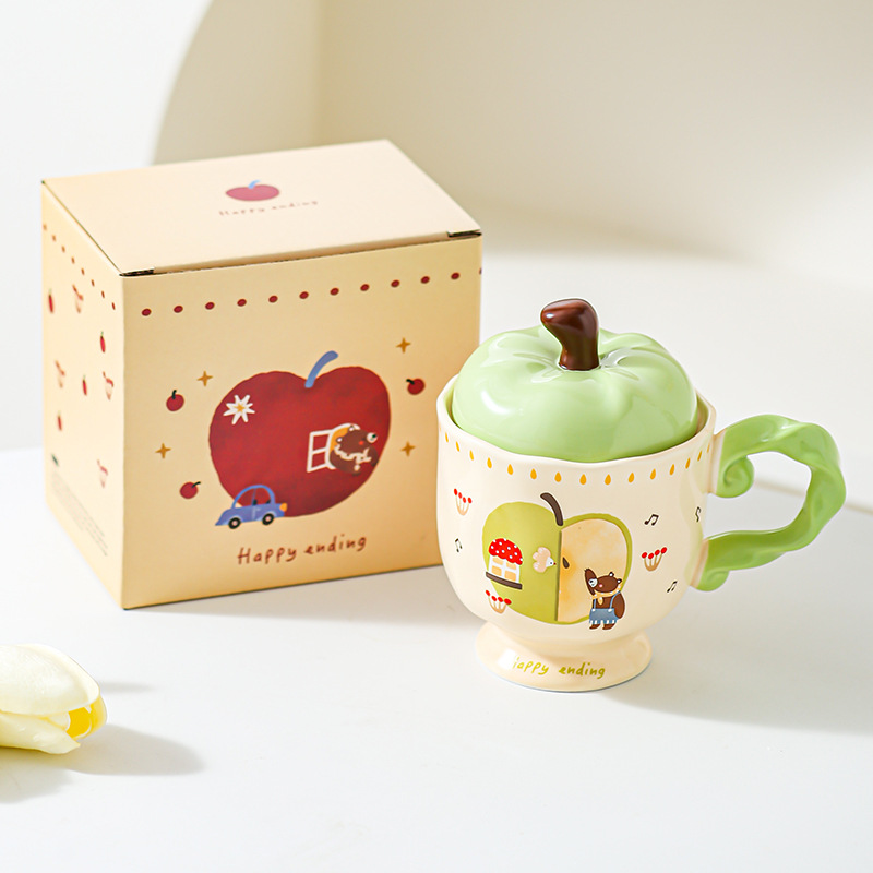 Taza de cerámica de manzana creativa, regalo de oficina, taza de café, taza de agua, taza de desayuno para parejas, regalo