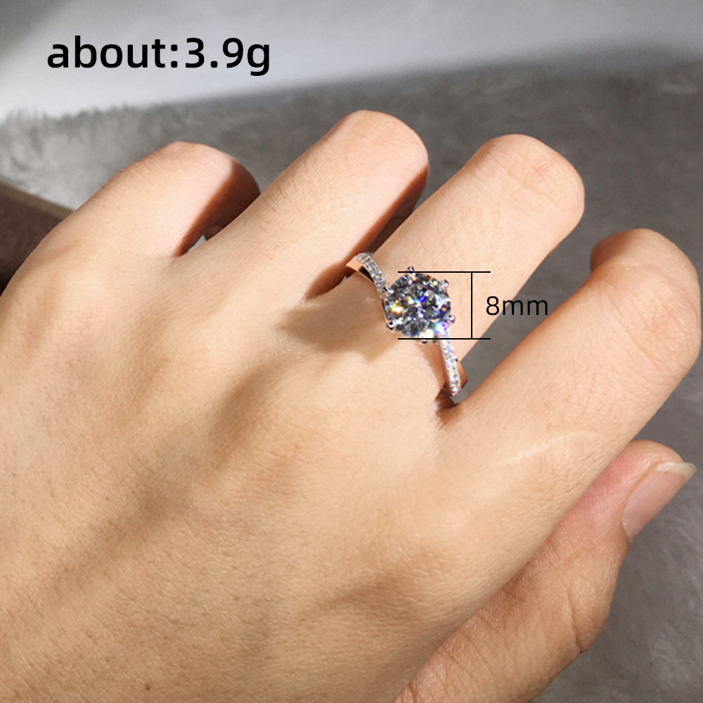 Simple Style Solid Color Copper Inlay Artificial Diamond Rings 1 Piece