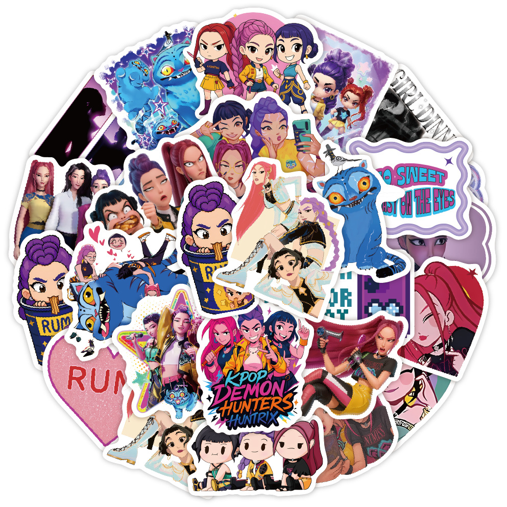 74 Cross-Border K-Pop Demon-Hunting Girl Group and Demon Boy Group Cartoon Animation Character Graffiti Stickers DIY Creative Computer Stickers