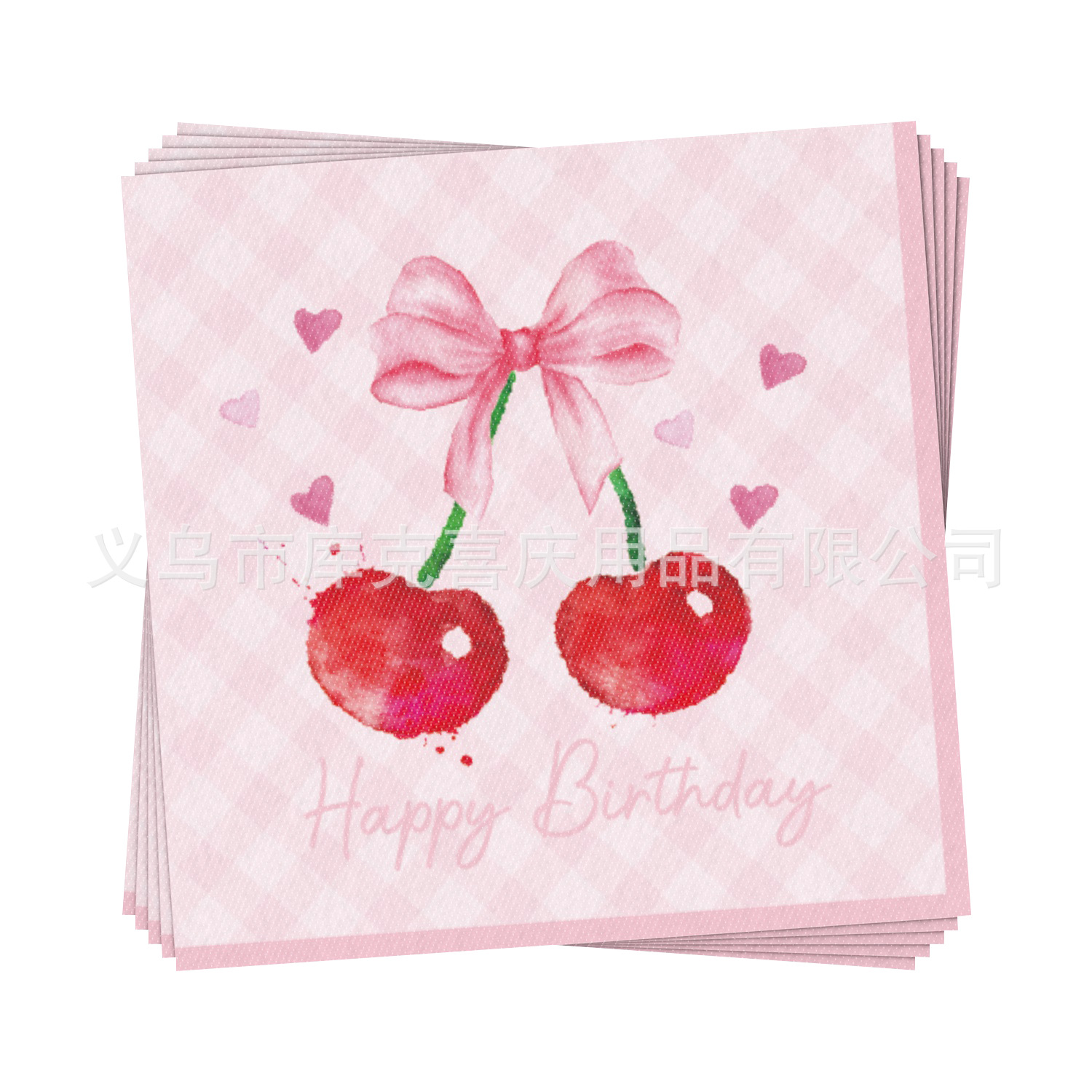 Inventario de arco de cereza tema bandeja de cumpleaños tazas de papel toallas de papel set de cubiertos decoración de fiesta de cumpleaños para niños