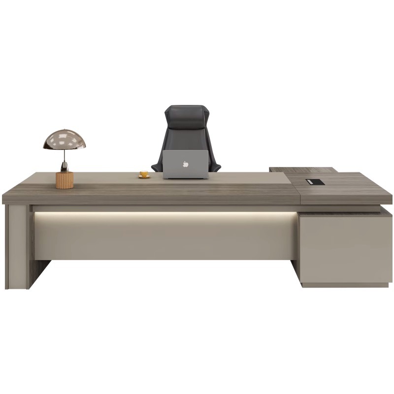 Source Factory Boss Escritorio Escritorio del presidente Escritorio ejecutivo simple y moderno con estantería lateral con escritorio de jefe de enchufe