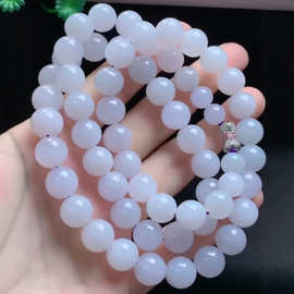 翡翠a货烟紫手链珠链手串品质料细温润水头足手链批发