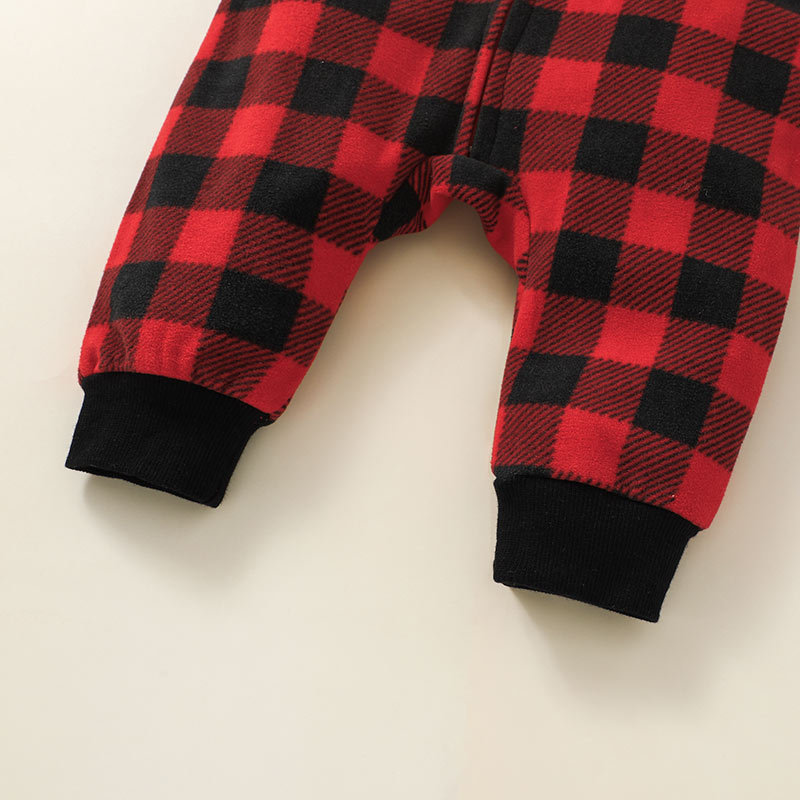 Baby Kinder Kleidung 2021 Herbst Kapuze Reiß Verschluss Hemd Außen Stram Pler Kinder Kleidung Plaid Baby Stram Pler Einteilige display picture 6