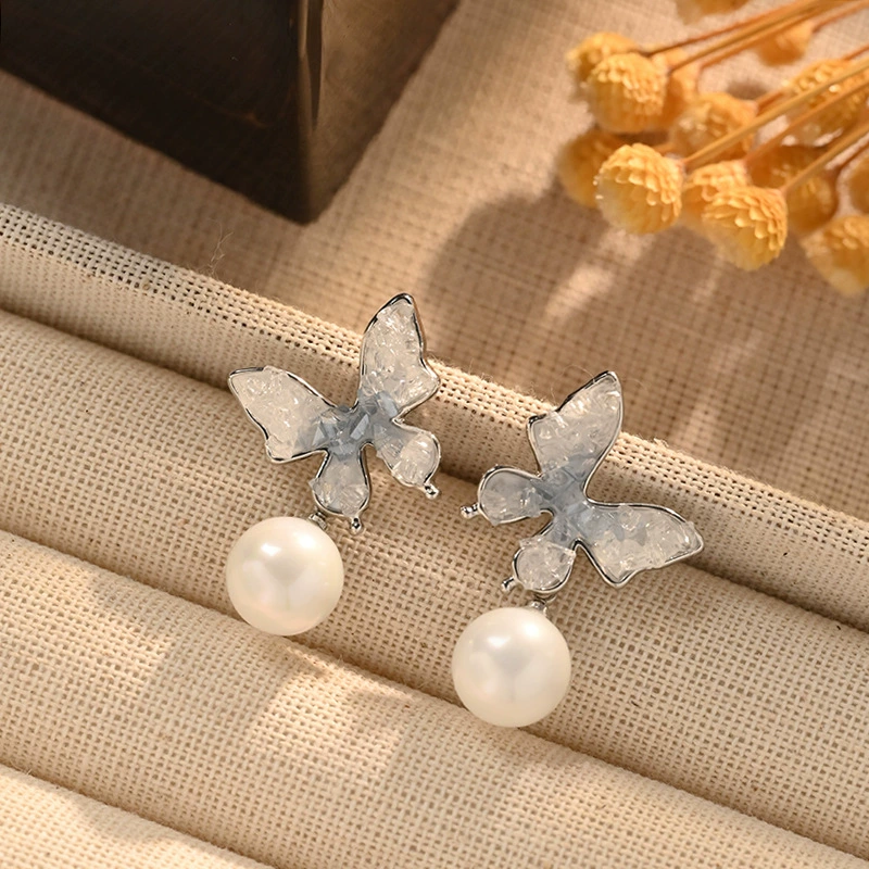 Серебряная игла, модные универсальные серьги из жемчуга, серебро 925 пробы, легкий люксовый стиль, качественный стиль, французский стиль