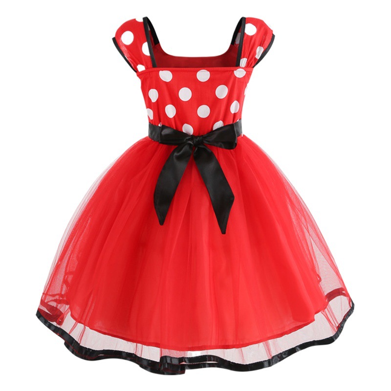 2023 Amazon Navidad Polka Dot vestido de rendimiento ropa Minnie malla falda vestido de los niños europeos y americanos falda de los niños