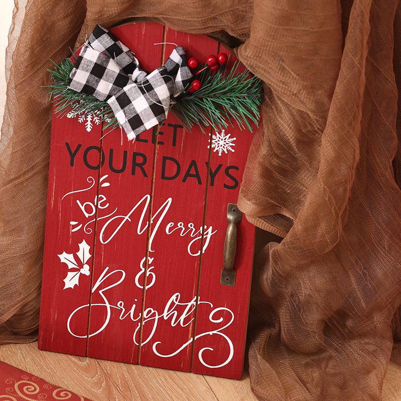 Puerta de madera de Navidad colgante de estilo retro americano colgante de pared puerta de cafeteria colgante de ventana de Navidad escena de disparo de props