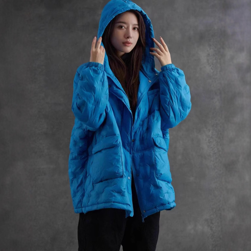 跨境秋冬新款连帽轻薄款羽绒服女中长款宽松白鸭绒潮流韩版外套潮|undefined