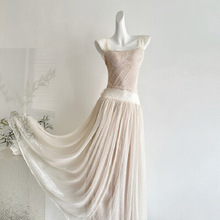 Lattitude/杨小/鹭 amber light 拼接大露背绑带蕾丝吊带连衣长裙