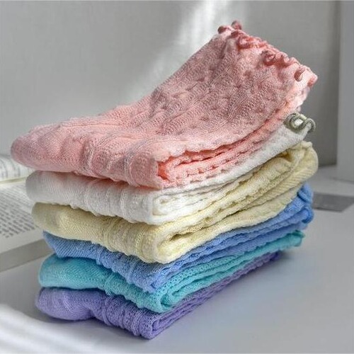 Summer Dopamine Macaron Color Edge Mid-Calf Socks, Japanese Fairy Girl Style, Solid Color, Earbud Edge, Lacy, Thin Socks