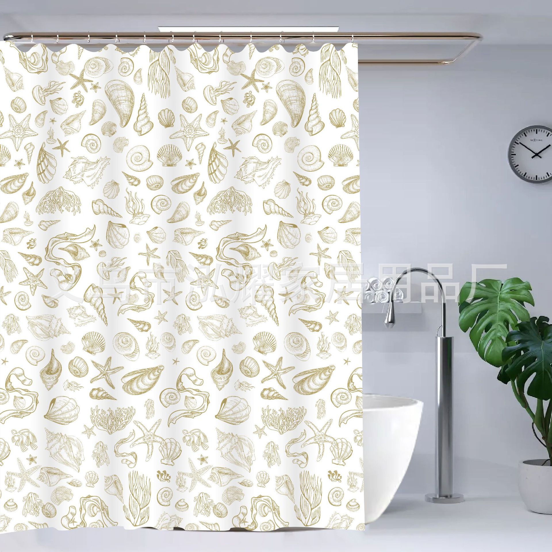 Cortina de baño plegable dorada, sin perforación, impermeable, a prueba de moho, invisible, partición de baño de alta gama, ducha, separación seca y húmeda
