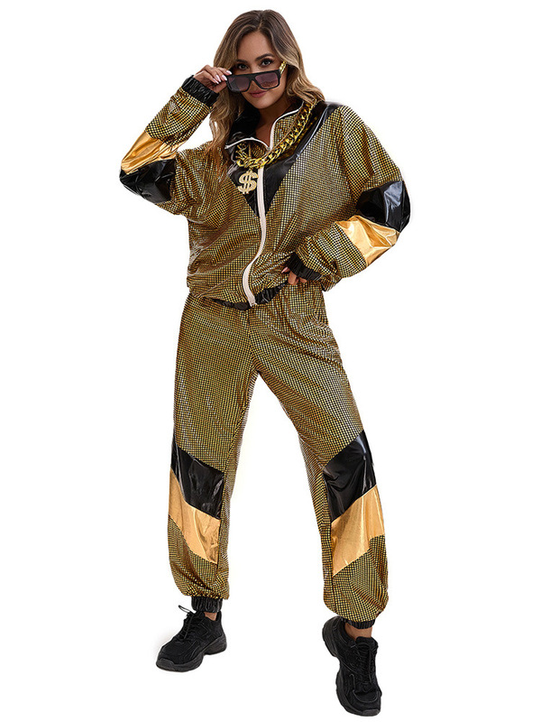 2025 クロスボーダー 80 年代ディスコ スポーツウェア ジャケットとパンツ コスプレ パーティー ステージ パフォーマンス服|undefined