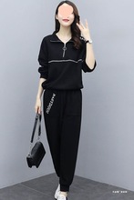 大码女装胖妹妹显瘦套装女2025新款春秋季宽松拉链洋气减龄两件套