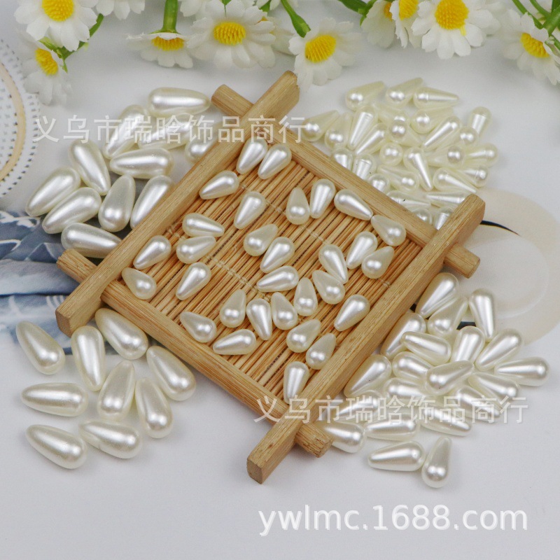 水滴珍珠发箍收尾珠头饰配件手工发饰diy半孔珍珠铁丝穿珠配件
