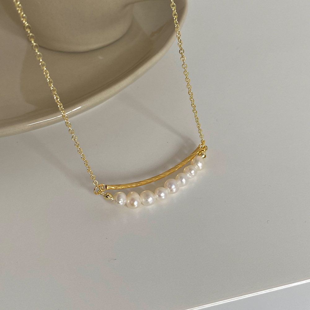 Street Occasion Freshwater Pearl Material Modern Style Geometric Freshwater Pearl Plating Necklace